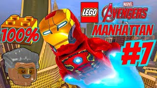 Lego Marvels Avengers Manhattan Part 7 100 Guide Gold Bricks Charaters Token  Stan Lee FR [upl. by Tini]