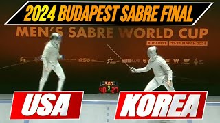 USA vs Korea  2024 Budapest Mens Team Sabre Final [upl. by Litsyrk978]