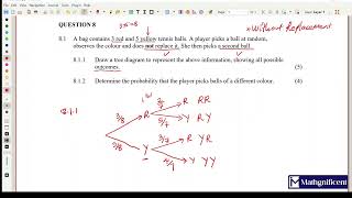 Grade 11 Math  Probability Tree Diagrams  Part 2  Past Exam Question  Exam Revision [upl. by Yraillih38]