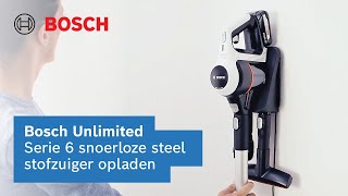 Opladen van de accu van de Bosch Unlimited Serie 6 snoerloze steelstofzuiger  Bosch Home Nederland [upl. by Bore]