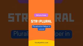 How to Pluralize Words in Laravel with Strplural [upl. by Stilwell]