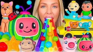 ASMR RAINBOW DESSERTS MUKBANG COCOMELON WATERMELON CAKE CANDY JJ CAKE TOPPER JELLY EATING 먹방 [upl. by Yerggoeg]