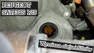 Wymiana oleju i filtrów w skuterze Peugeot Satelis 125 [upl. by Htiffirg96]