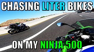 CHASING DOWN LITER BIKES ON MY NINJA 500 [upl. by Erhart]