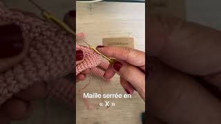 Maille serrée crochetée en « X »ou maille jeté crochet envers au crochet [upl. by Nooj136]