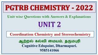 PG TRB 2022  Chemistry  QampA  Unit 2  Coordination Chemistry Stereochemistry  Isomerism Decalins [upl. by Eiro]