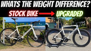 HOW MUCH WEIGHT CAN I REMOVE UPGRADING MY BRAND NEW TARMAC SL7 COMP 2022 WHEELS ETC [upl. by Ellehsar977]