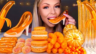 ASMR ORANGE FOOD CREAMSICLE CINDERELLA GLASS SLIPPER TANGHULU TWIZZLERS BANANA JELLY MUKBANG 먹방 [upl. by Isayg]