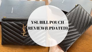 YSL BILL POUCH ONE YEAR REVIEW  WHAT FITS INSIDE WEAR AND TEAR [upl. by Enaj622]