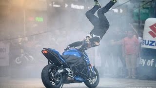 Suzuki Gixxer 2018 Launch with Stunt Rider  ARAS GIBIEZA [upl. by Moonier]