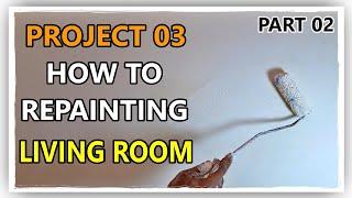 STEP BY STEP LIVING ROOM REPAINTING IN 2 DAYS  PART 02  Wall Painting  Acrilic painting [upl. by Egedan]