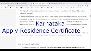 Karnataka  Online Apply Domicile or Residence Certificate Online [upl. by Leif]