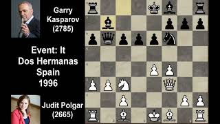 When Garry Kasparov Played The 1 Female Player Judit Polgar  Dos Hermanas Spain  1996 [upl. by Kurys]