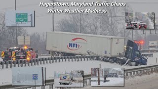 01062024 Hagerstown Maryland  Winter Storm  Heavy Snow  i81 Blocked by Wrecks  People Out [upl. by Lodovico990]