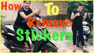 How to remove stickers  scooter start after so many kicking  kickstart girl Punjabivlogg [upl. by Arehsat757]