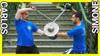 Sword and buckler  HEMA sparring  Carlos VS Simone [upl. by Eemla]