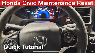 2014 Honda Civic Maintenance Reset  oil change reminder [upl. by Can761]