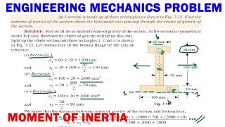 Engineering mechanics solved problem  moment of inertia  I Section moment of inertia  EM [upl. by Kcirdec]