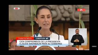 100 compromisos de Claudia Sheinbaum como presidenta la Ley en Contra la Violencia Vicaria en el 51 [upl. by Eppesiug345]