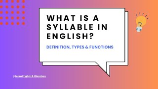 What is Syllable in English Division of SyllablesTypes of Syllables  syllablesonset coda [upl. by Kendell675]