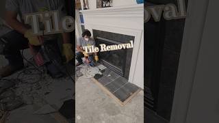 Fireplace tile removal tile floor asmrvideo demo asmr satisfyingvideos fireplace handyman [upl. by Ettevi]