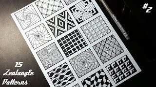 15 Zentangle Patterns  Part 2  Tutorial [upl. by Noruq]