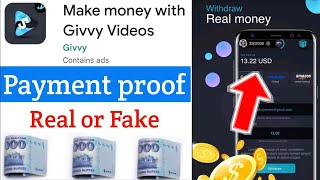 Withdraw Proof by Givvy app  Payment proof of Givvy videos  Earn Track earningapp [upl. by Ellenet]