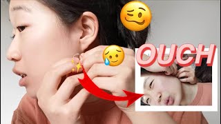 CHANGING MY PIERCINGS FOR THE FIRST TIME  OUCH [upl. by Asiole]