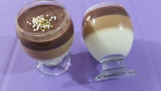 LAYERED PANNA COTTA RECIPE  CHOCOLATE amp COFFEE amp VANILLA PANNA COTTA  VERY YUMMY [upl. by Eul]