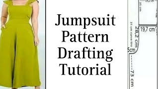 how to cut a stylish jumpsuit pattern draftingcutting and stitchingpattern drafting [upl. by Zawde]