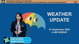 Public Weather Forecast issued at 4AM  September 1 2024  Sunday [upl. by Gracye]