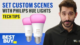 Setting Custom Scenes with Philips Hue Lights  Tech Tips from Best Buy [upl. by Tremml]