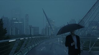 4K SEOUL WALK  Rainy Yeouido Evening  Ambience sound ASMR  Cyberpunk  Cinematic [upl. by Aharon]