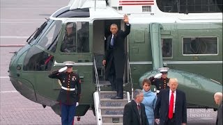 Barack And Michelle Obama Leave The US Capitol After Trumps Inauguration  Insider Business [upl. by Tigirb]