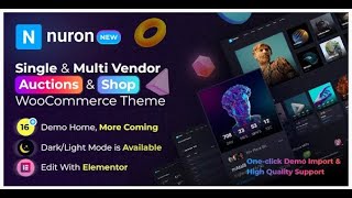 Nuron Multi Vendor Auctions WooCommerce Theme 1000theme [upl. by Emlynne]