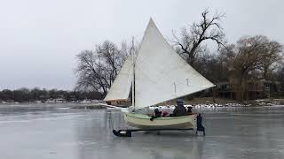 Ice Sailing in Minnesota in a converted Bolger Bobcat [upl. by Norrek]