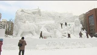 Sapporo Snow Festival showcases scuptures [upl. by Ylremik]