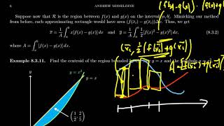 The Centroid of a Region Bounded between Two Curves [upl. by Ydaj]