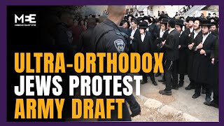 Israeli ultraOrthodox Jews stage protest over army draft [upl. by Oliver]