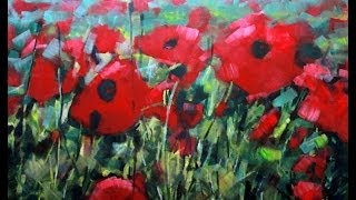 How to Paint with Acrylics Field Of Poppies Abstract Realism Poppy Flowers on canvas [upl. by Angelico927]