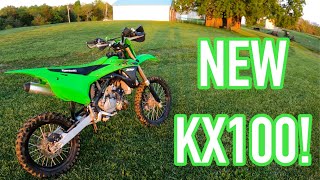 New Kawasaki KX100 Walkaround and Ride [upl. by Elrahc]