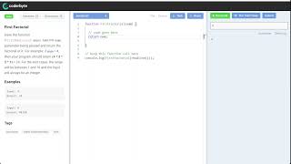 Coderbyte  First Factorial  Code challenge  JavaScript Solution Source Code [upl. by Weider631]