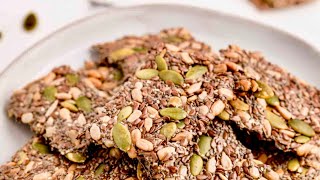 CRISPY SEED CRACKERS Healthy Keto Crackers Recipe Paleo Low Carb Gluten Free Snack [upl. by Gwen]