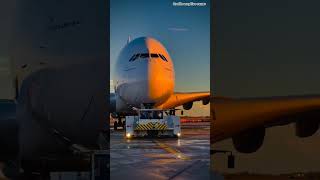 The airplane is backed up with the help of a towbar airport airplane towboat [upl. by Ahsenhoj]