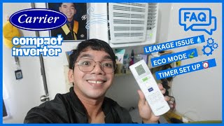 CARRIER Compact Inverter Aircon Update  leakage issue eco mode set up amp timer [upl. by Neehsuan]