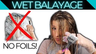 Wet Balayage Hair Technique  NO FOILS [upl. by Adnowal]