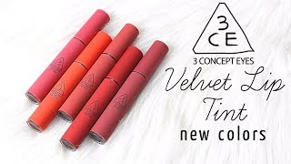 BIYW Review Chapter 174 3CE VELVET LIP TINT NEW COLORS SWATCH amp REVIEW [upl. by Devol]