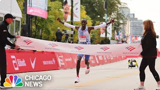 World record set as Kelvin Kiptum wins 2023 Chicago Marathon [upl. by Siskind]