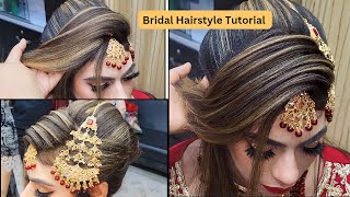 Latest First Day Bridal Hairstyle Tutorial  Easy and Beautiful Real Bridal Hairstyle [upl. by Eimrej]