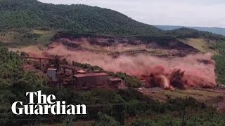 Terrifying moment of Brazil dam collapse caught on camera [upl. by Loats]